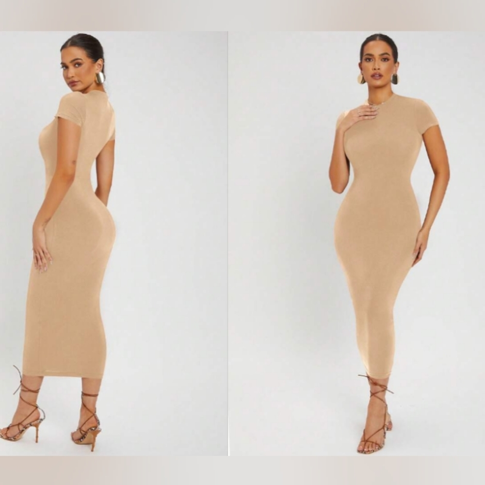 A Capella Bodycon Dress Tan Size S Stretch